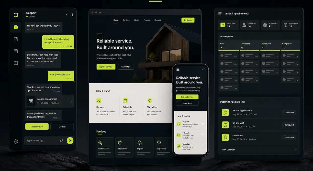 Chatbot, website, and booking interfaces working as one customer journey